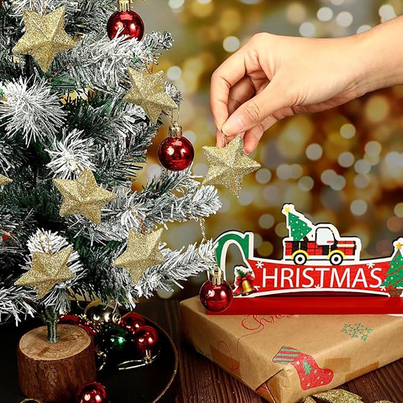 6Pcs Christmas Decoration Golden Five Pointed Star Pendant For Christmas Tree Decoration Party Home New Year Gift 2026 Accessory