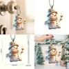 Christmas Cute Handheld Candle Snowman Pattern Acrylic Pendant For Holiday Decor And Gift Idea