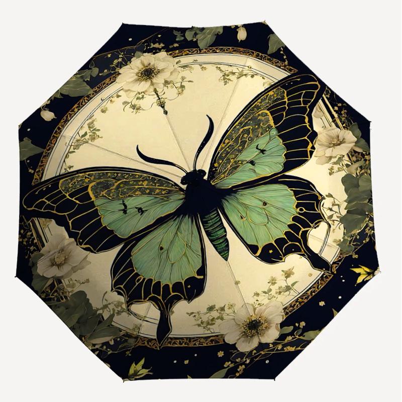 1 Stück Automatischer Öffnungs-/Schließschirm mit Schmetterlingsblumen, Winddicht, Stabiles 8-Rippen-Dach, Langlebige Rippen, Modisches Design1183A