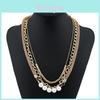 Pearl Layered Necklace For Women With Geometric Design And Water Wave Chain For Gifts And Travel