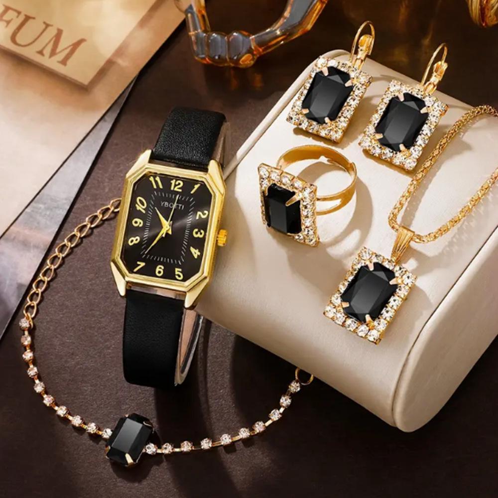2024 TEUM Korean Style Leather Ladies Quartz Watch with Rhinestone Jewelry