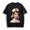 Vintage Rotes Kreuz Krankenschwester Druck Lässiges Oberteil Reines Baumwoll-T-Shirt