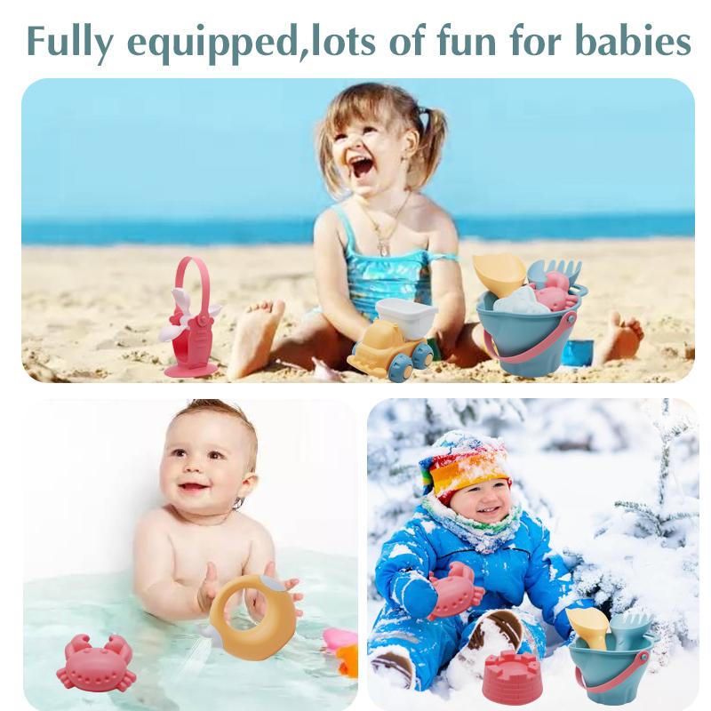 Gioco da spiaggia per bambini Giocattolo per bambini Sandbox Giocattoli in silicone morbido Sand Beach Set Kit Giocattoli per giocare in spiaggia Sabbia Acqua Carrello da gioco