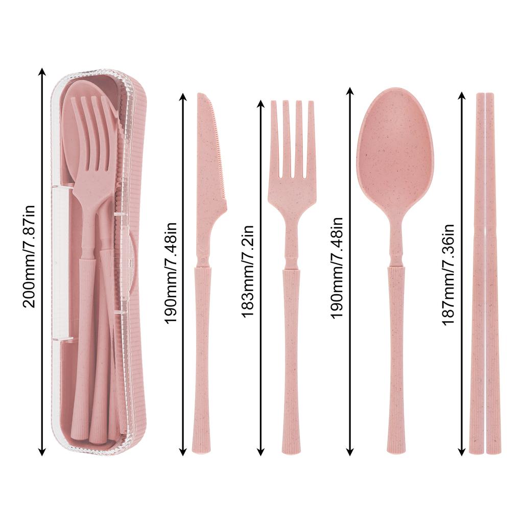 20pcs Plastic Cutlery Set for School Lunch / Camping and Picnics / Daily with Cutlery Box, Reusable Travel Flatware Set