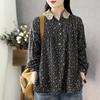 Spring Autumn Lace Patchwork Shirt Women Floral Print Shirt Ladies Loose Casual Vintage Long Sleeve Pullover Top