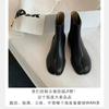 Cowhide Niche Medium Tube Elastic Toe Chelsea Boots Women's British Split Toe Short Boots Pig's Trotter Boots