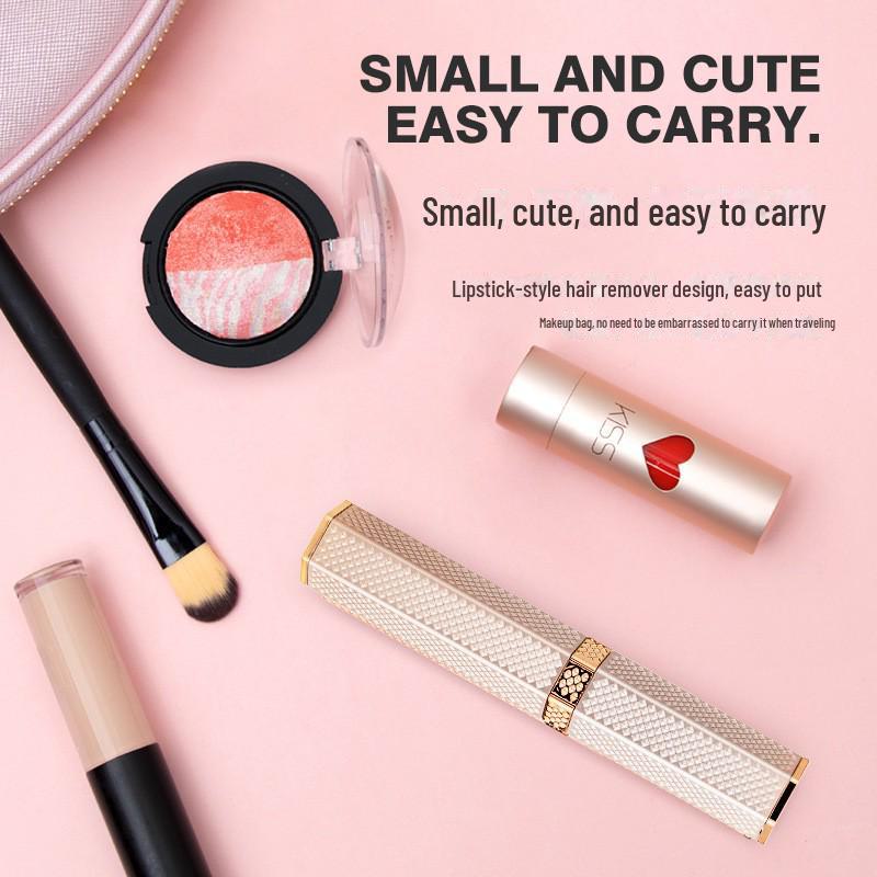 Damski elektryczny depilator w sztyfcie do twarzy, pod pachami i okolic intymnych - zawiera mini trymer do brwi