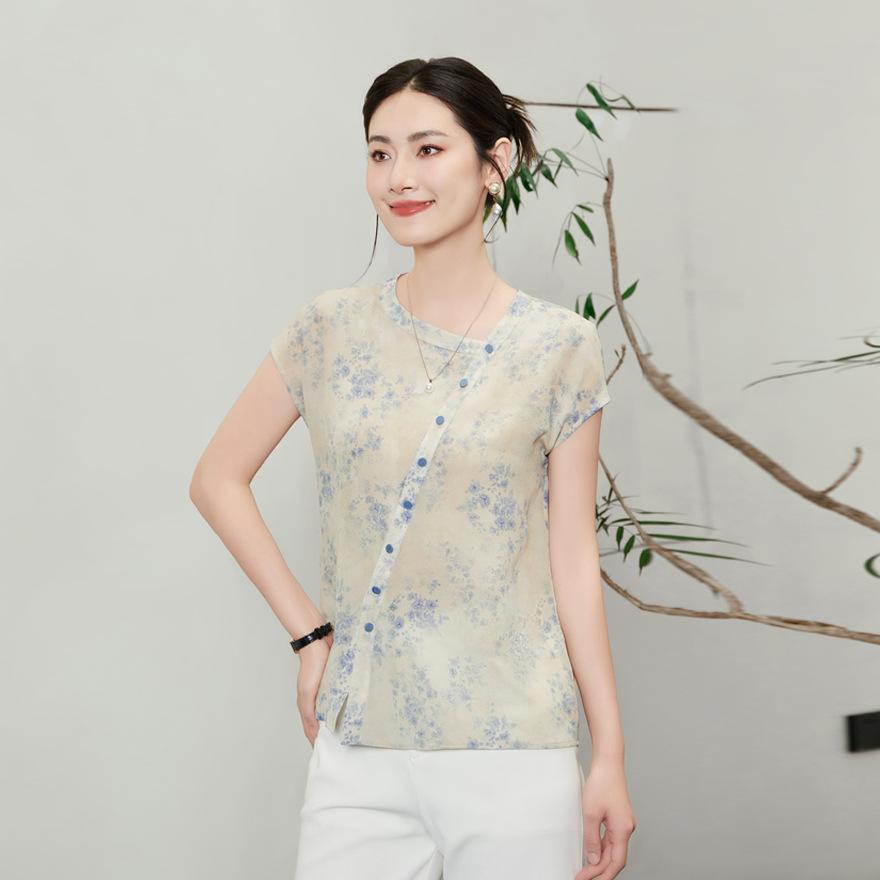 

Модная шелковая блузка женская с коротким рукавом одежда новый темперамент тонкая рубашка из тутового шелка XXL