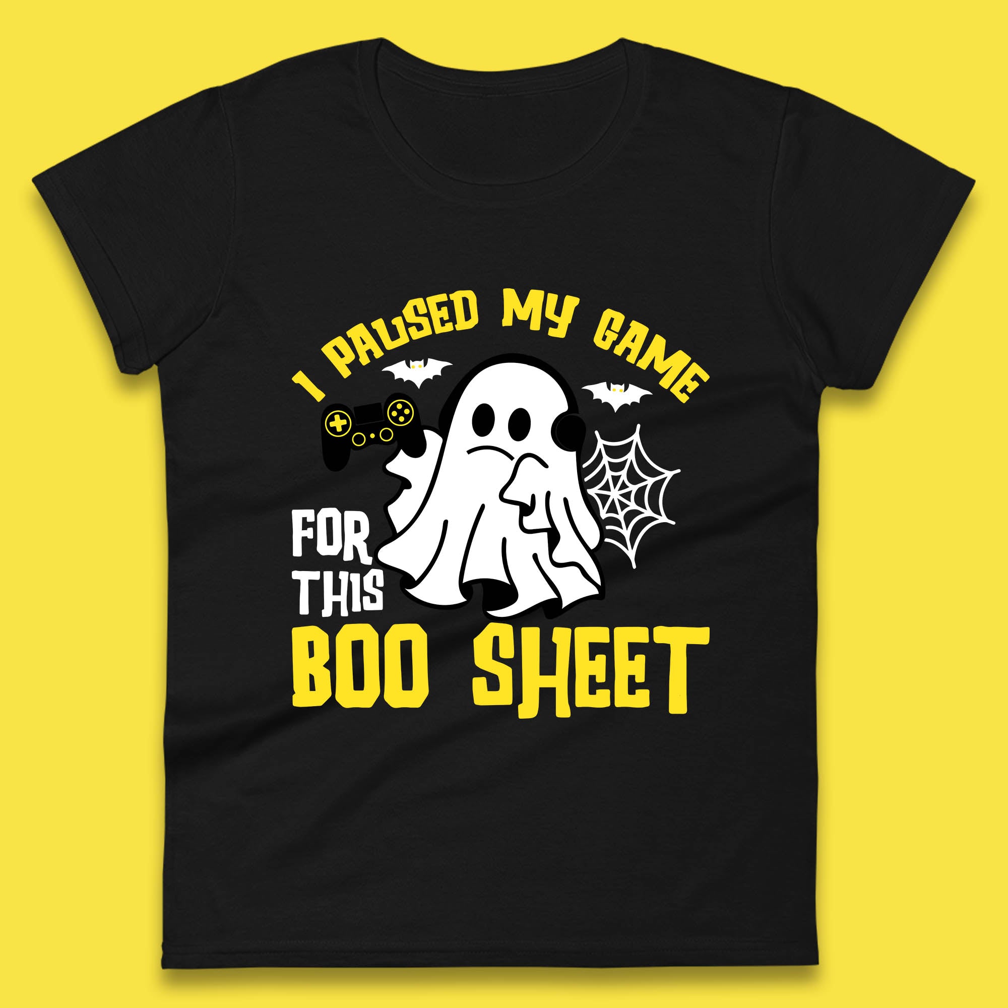 

I Paused My Game For This Boo Sheet Ghost With Controller Halloween Gamer Womens Tee T Shirt Mens Tops Unisex Top L