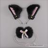 Lolita Fox Ear Cosplay Cat Headband & Erotic Bell Necklace Set with Cute Bow.