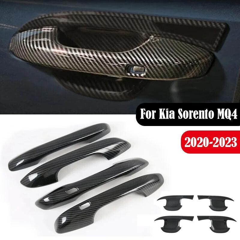 For Kia Sorento MQ4 Car Carbon Fiber Exterior Door Handle Bowl Moulding Cover Trim Sticker Decor Accessories