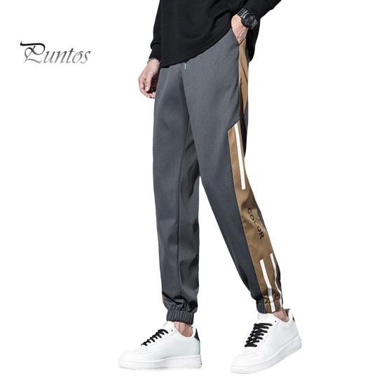 

Весна Осень Мужские брюки-карго Свободные эластичные на талии с завязками Карманы Контрастные цветные пэчворк Спортивные брюки Повседневная одежда Шаровары L серый