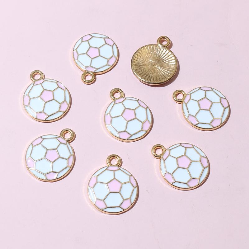 20pcs 16.5x13mm Enamel Football Soccer Small Charms Pendant Zinc Alloy Metal DIY Jewelry Making Accessories Findings