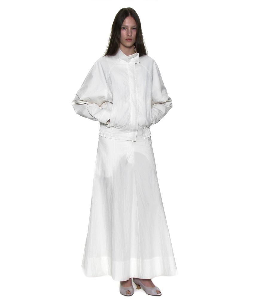Partimento Woman Pocket Pointed Flare Maxi Skirt_White