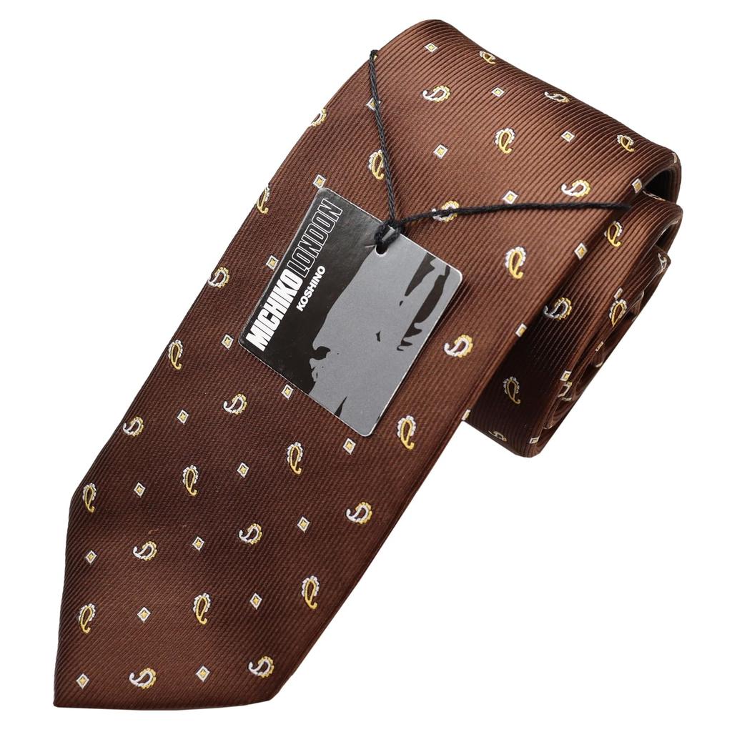 [Michiko London] Wrinkle-resistant bonded fabric with lining for added volume. Made in Japan. KOSHINO brand tie. Check pattern, 100% silk. Unisex.