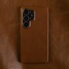 Real Cowhide Leather Phone Case For Samsung Galaxy S24 Ultra S23 Plus S22 S2+ Full Grain Edges Protective Hard Back Cover Coque