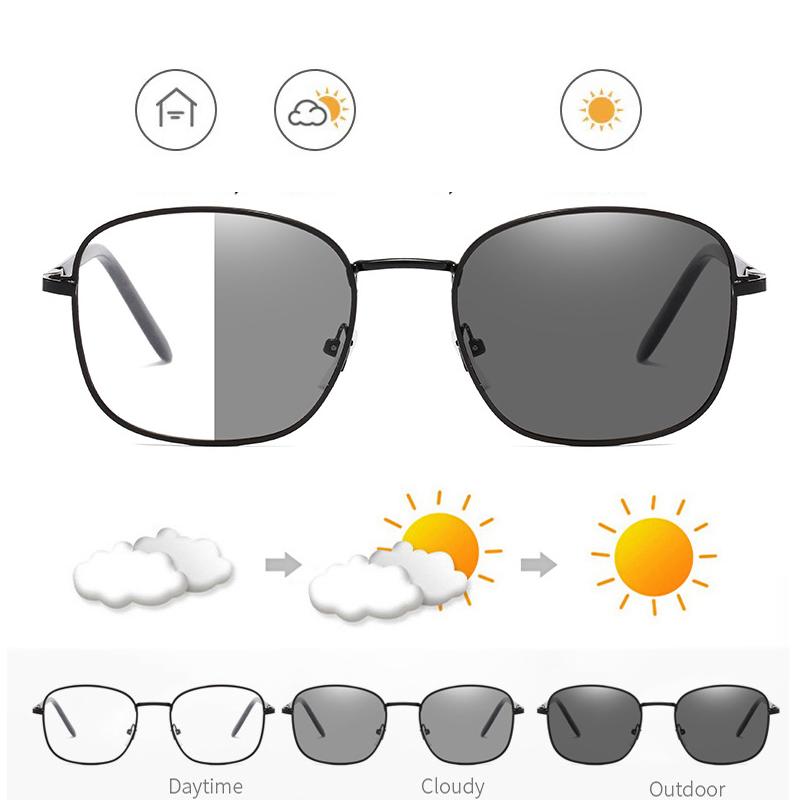 2in1 sunglasses Photochromic Anti Radiation Eye Glasses For Men Women protection Eyeglasses Square Frame metal outdoor sunshade Eyewear
