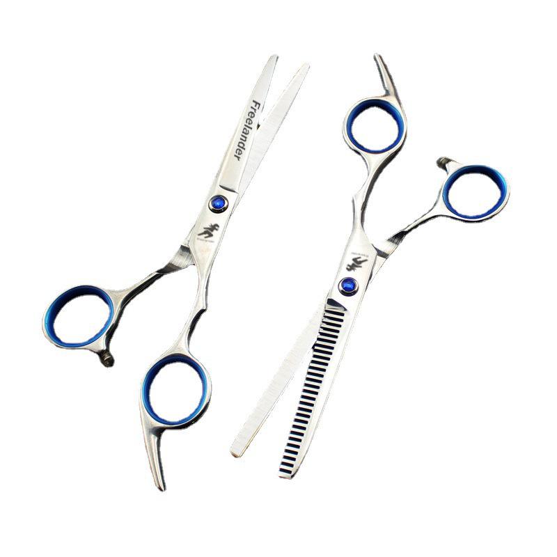 Gem Style Hair Cutting & Thinning Shears Set with Slanted Tail