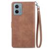 For Motorola Moto G05 4G Zipper Wallet Case with Strap Flower Imprint PU Leather Phone Cover