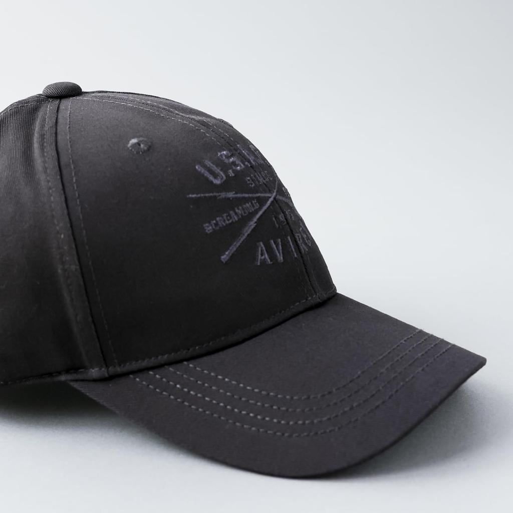 AVIREX ARMY Military Embroidered Baseball Cap for Men Free US BASE 6-Panel Low-Profile (JP, Alphabet, Size, Charcoal)