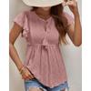 Nuovo Top Estivo da Donna Taglie Forti con Frange Jacquard Traforato