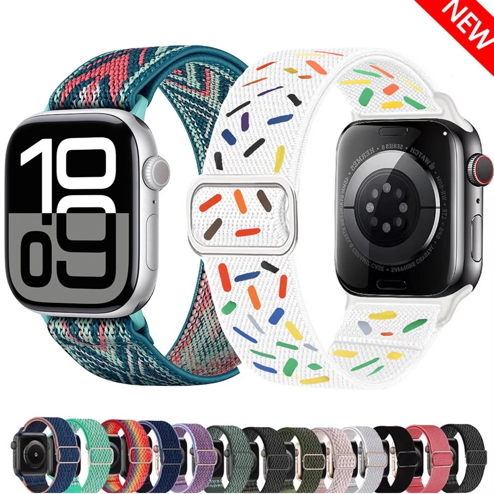 Elastische Nylonband voor Apple watch 10 band 44mm 40mm 49mm 45mm 41mm 46mm correas armband iWatch serie 3 5 6 se 7 8 9 ultra 2