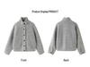American Retro Gray Wool Blend Stand Collar Jacket - Women's Casual Autumn/Winter Top