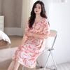 Pajamas Women's Summer with Chest Pads Short Sleeves Cotton Pajamas Skirts Long Summer Thin Maternity Large Size Dresses