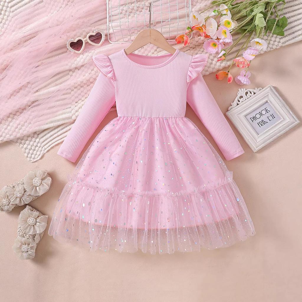Sweet Girls' Dress Spring/Fall Children's Fashion Tulle Princess Dress