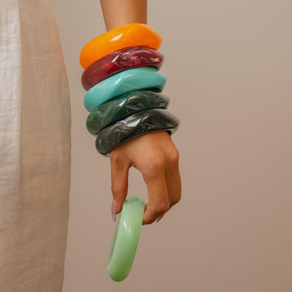 Harz Unregelmäßiges Breites Armband Smudging Retro Handring Einfacher Acryl Armreif Mädchen