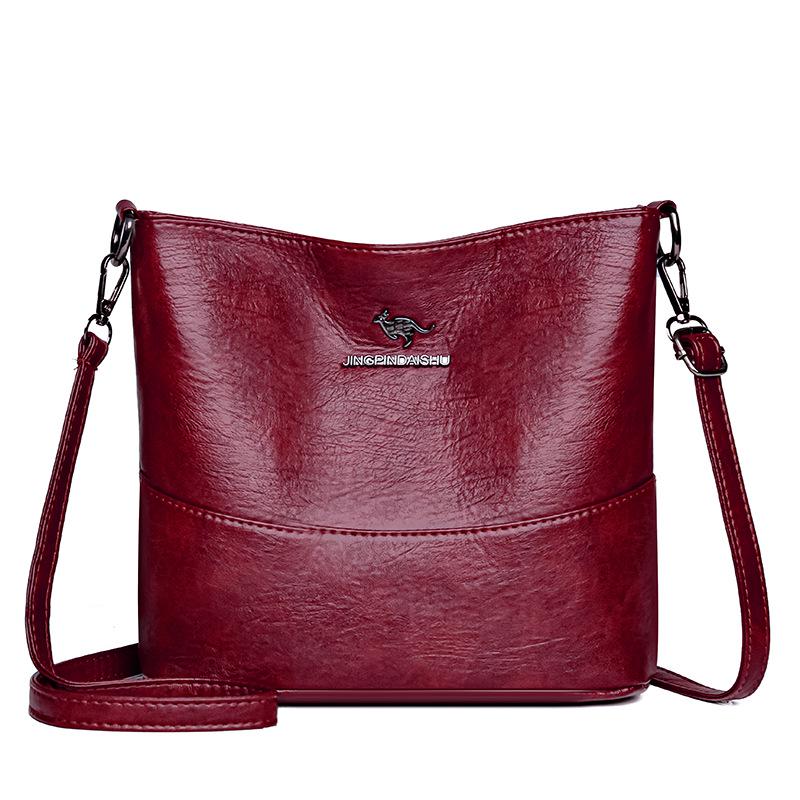 

Minimalist Women s 2026 Fashion Spliced Bucket Bag with Wide Shoulder Strap бордовий