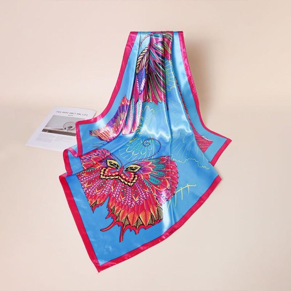 Silk Fabric Muslim Turban Printed Design Square Scarf New Stretch Bandana  Four Seasons Use