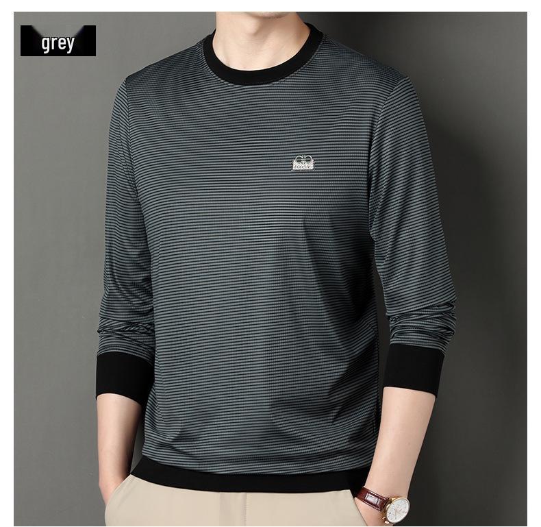 Herren Gestreiftes Langarm Rundhals Sweatshirt für Frühling & Herbst