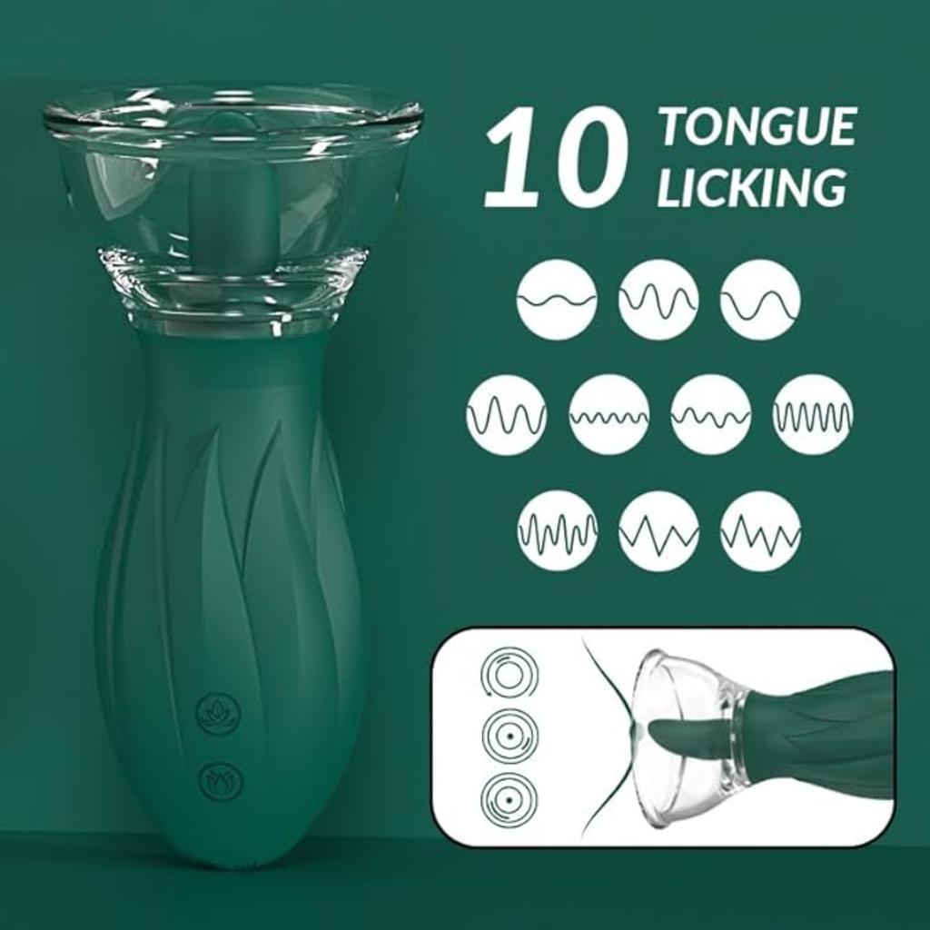 Clitoral Vibrator & Tongue Vibrator for Women Female G-Spot Stimulator Sex Toy 3 Suction 10 Nipple Licking Modes Adult Toys