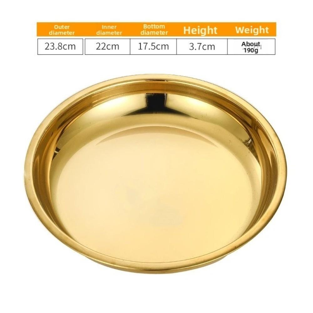 Silver Stainless Steel Round Plate Shallow Tray Rustproof Easy Clean Outdoor Camping Tray Flat Baking Cake Plate Restaurant