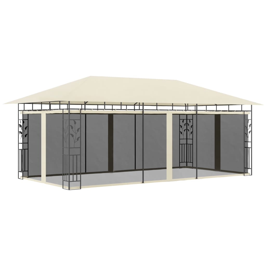 Gazebo with Mosquito Net 6 x 3 x 2.73 m Cream