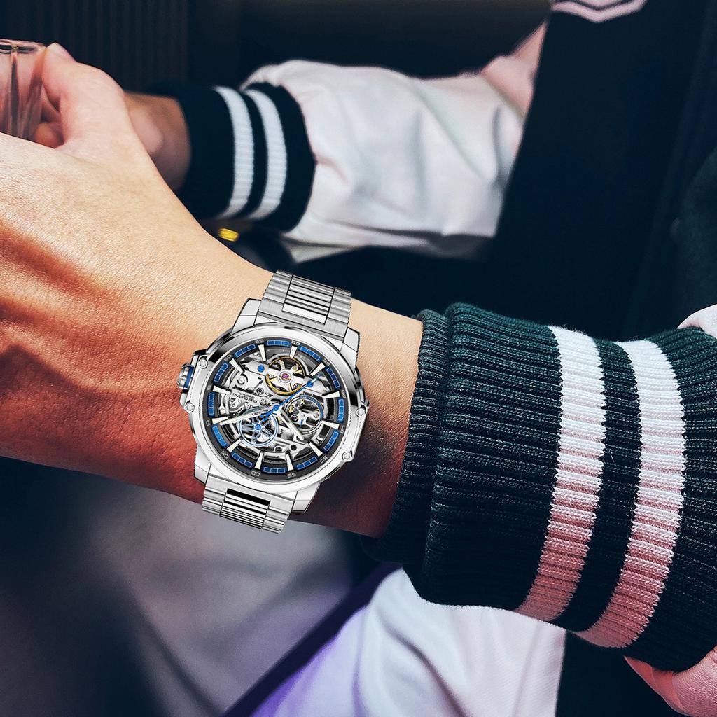 Overseas Men'S Watch Fashion Hollow Automatic Mechanical Watch Men'S Watch Luminous Waterproof