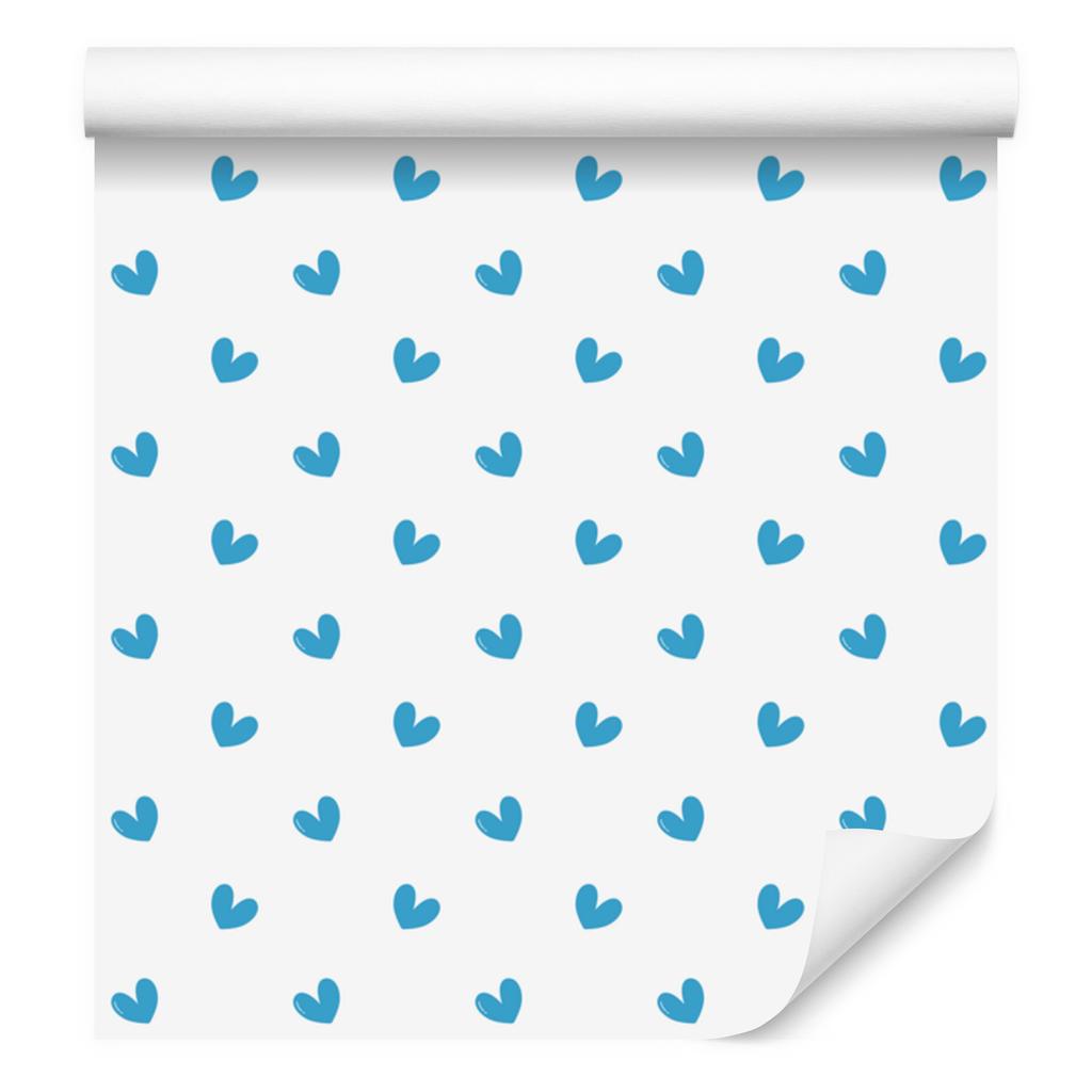 Hearts Wallpaper White, Celadon and Azure 50x1000