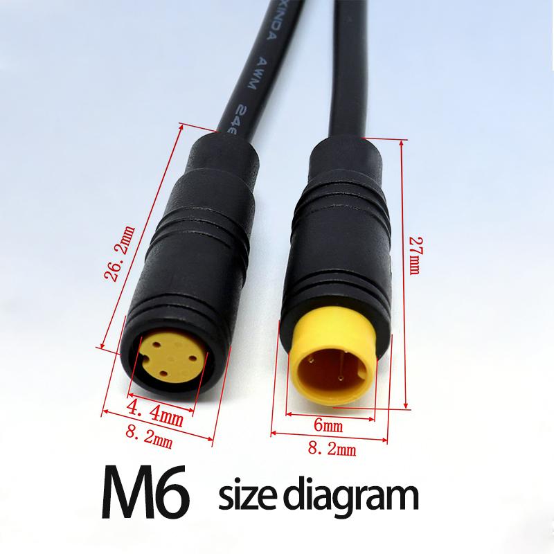 M6 M8 2 3 4 5 6 Pin Male to Female EbikeElectric Butt Cable Plug Connector Scooter Brake waterproof Signal Sensor cord 1 meterl