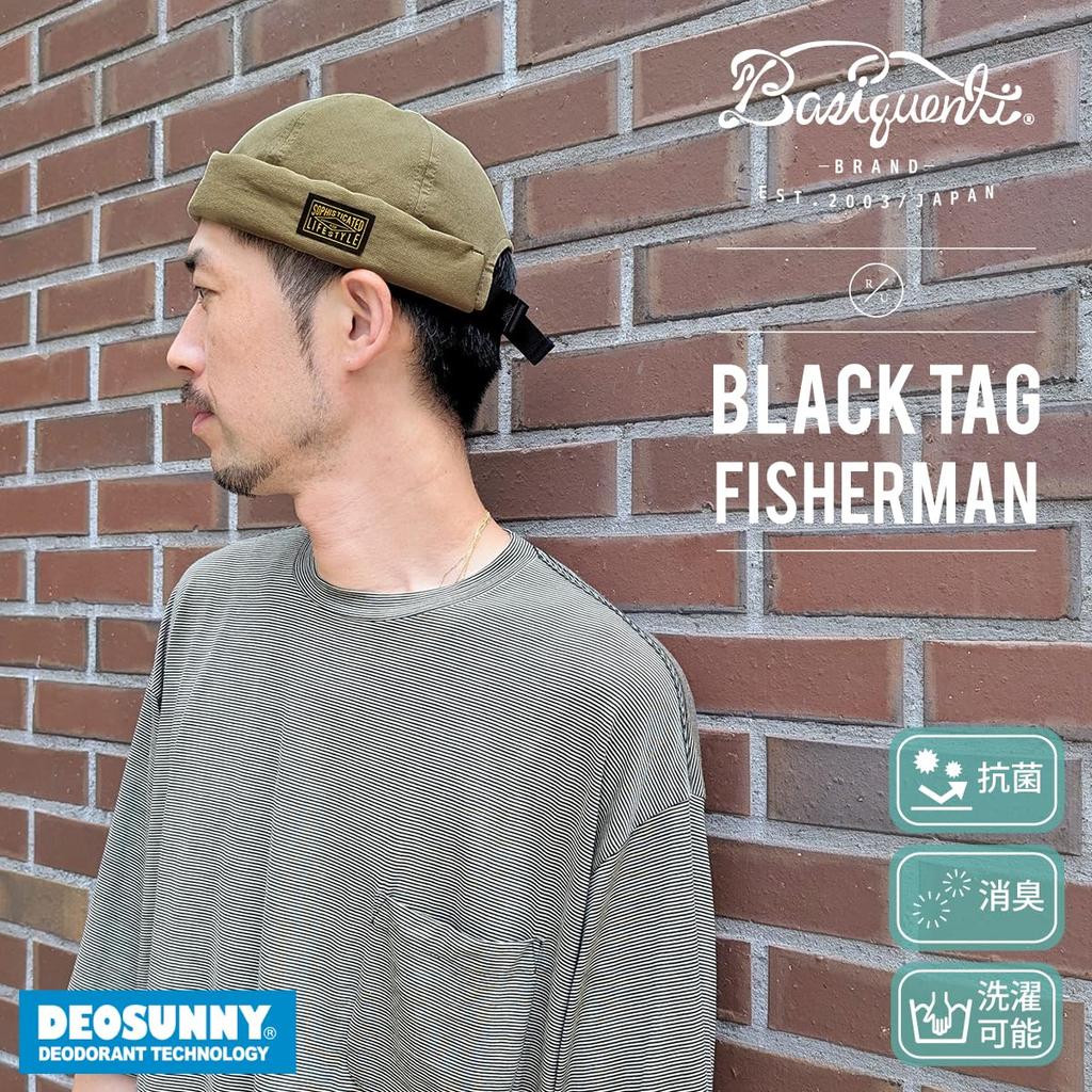 Basic Enchi Black Tag Fisherman Cap Roll Cap Fisherman Cap Hand Washable Tag Name Cap Brimless Cap Hat Antibacterial Deodorizing One Size Fits All