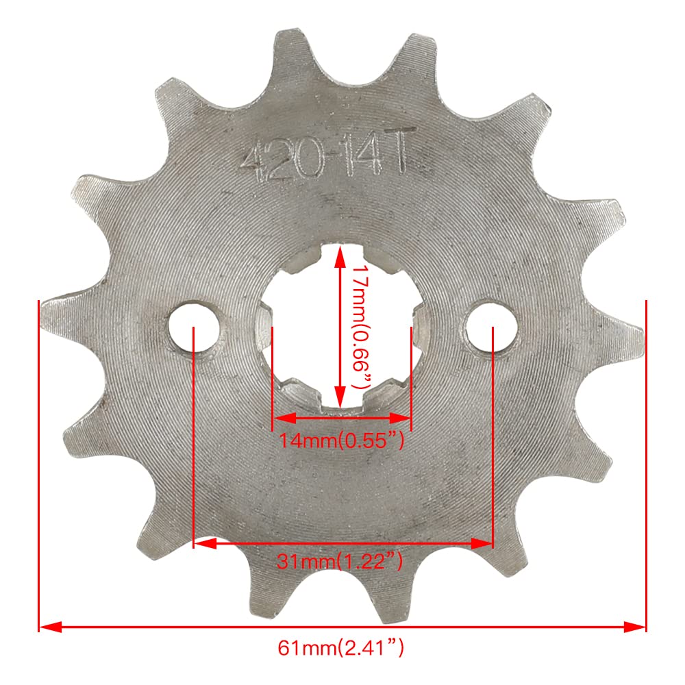 HIAORS 420 14T 17Mm Motorcycle Front Engine Sprocket For 50Cc 70Cc 110Cc 125Cc 140Cc 160Cc Z50 CT70 Speed Mini Bike TaoTao Roketa Coolster Sunl Lifan