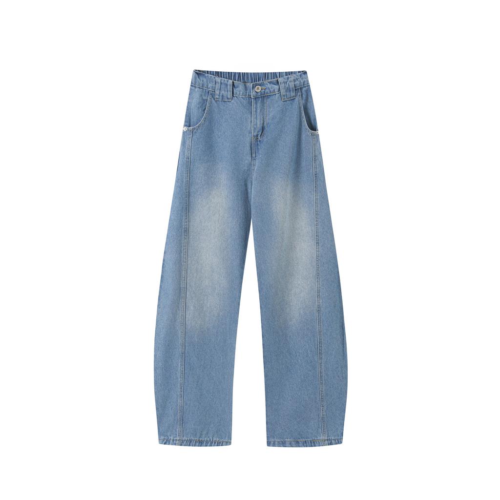 American Washed Light Blue Wide-leg Jeans Boys Trendy Brand New Straight Loose Drape Deconstruction Floor Pants