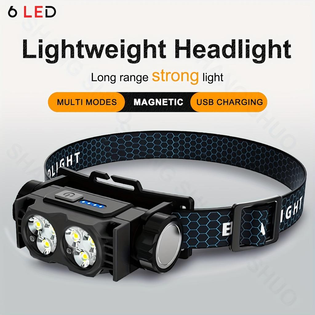 Lightweight and Ultra Bright Headlights with Multi-mode Magnetic Suction and Rotatable Head for Long-distance Night Fishing and Running Maintenance