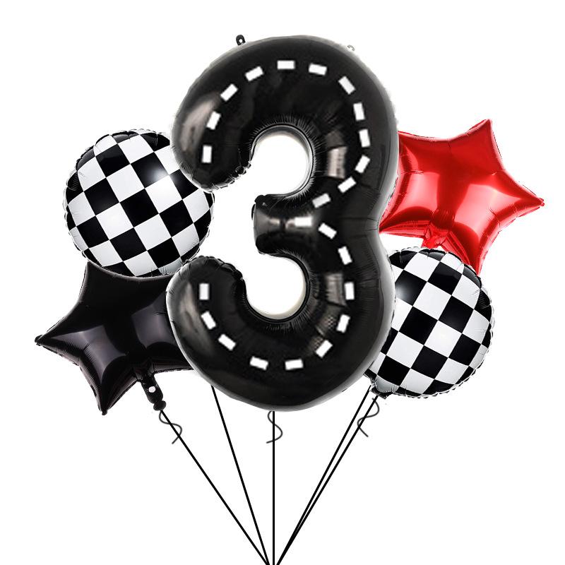 2pcs Black And White Striped Party Decoration Number Balloon Set
