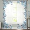 Blue Watercolor Flower Tulle Curtains For Living Room Chiffon Voile Sheer Window Curtain For Bedroom