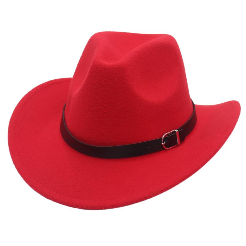 Small Belt Western Cowboy Hat With Upturned Edge And Buckle Accessories Felt Hat Tibetan Ethnic Style Wear Performance Jazz Hat