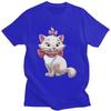 Male Marie Kitten Cartoon T Shirt Short Sleeve Cotton Tshirts Cool T-shirt Leisure Tees Loose Fit Clothing Unisex