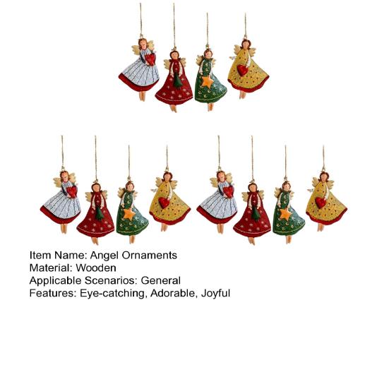 Tre Engel Julepynt Rustikk Gårdshus Engeldekorasjoner Juletre Hengepynt for Ferie Hjemmedekor