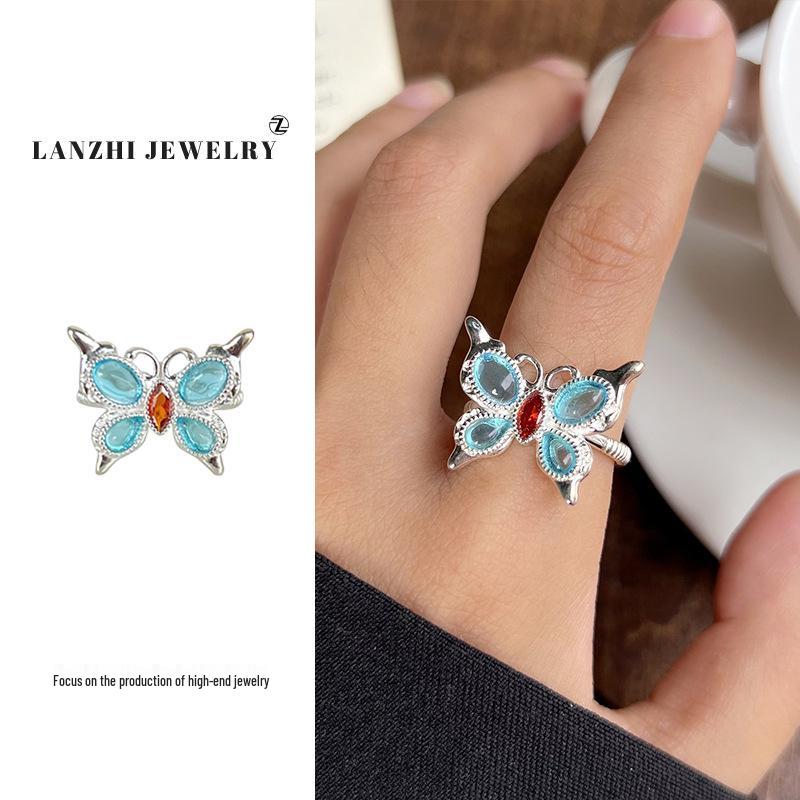 Bague chat Lanzhi en argent sterling 925 – Bijou de luxe léger pour index ouvert