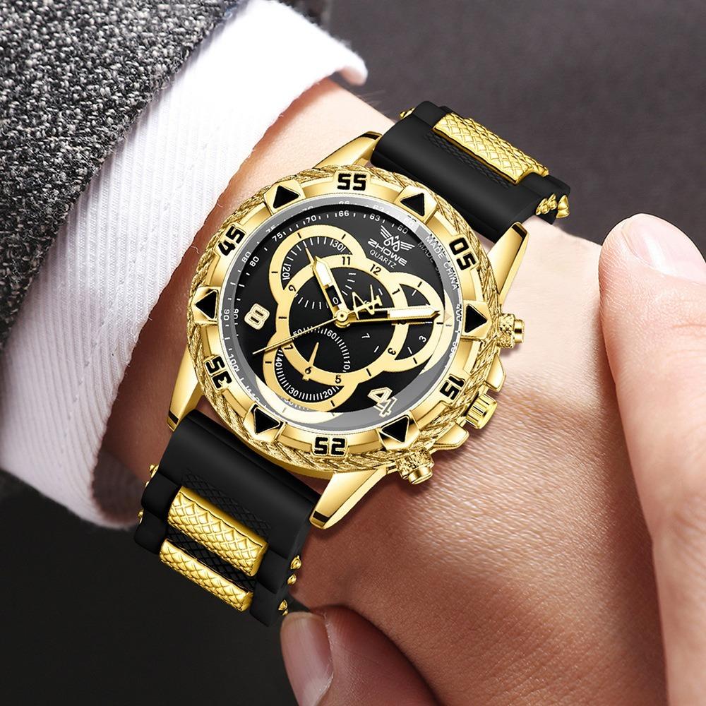 Men's Watch Blu-ray Glass Quartz Watch Classic Watch False Three-eye Digital Alloy Watch